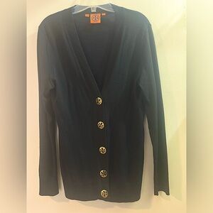 Black Tory Burch logo button wool cardigan